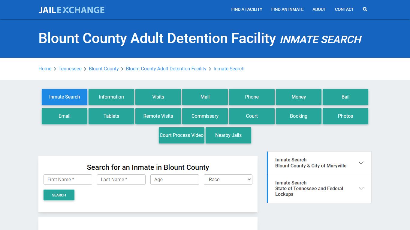 Blount County Adult Detention Facility Inmate Search - Jail Exchange