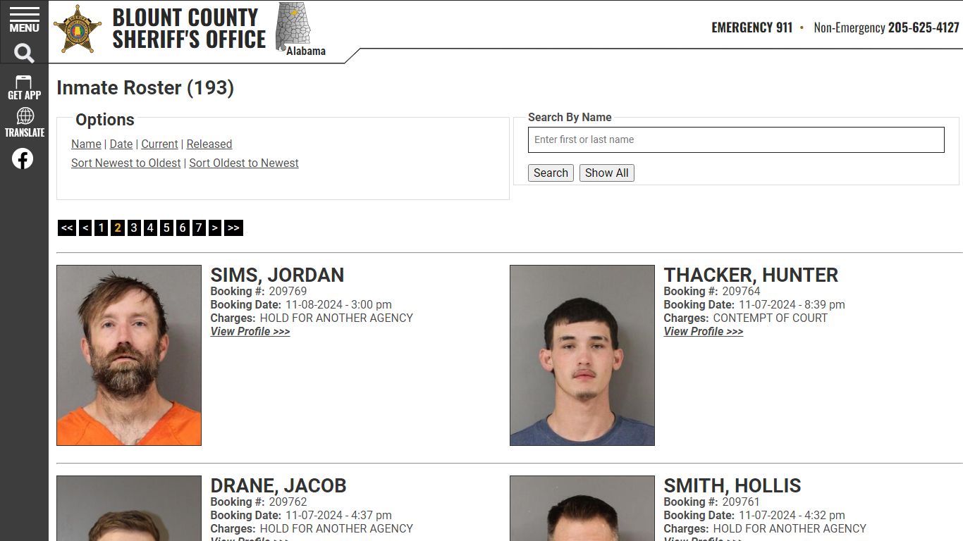 Inmate Roster - Page 2 Current Inmates Booking Date Descending - Blount ...