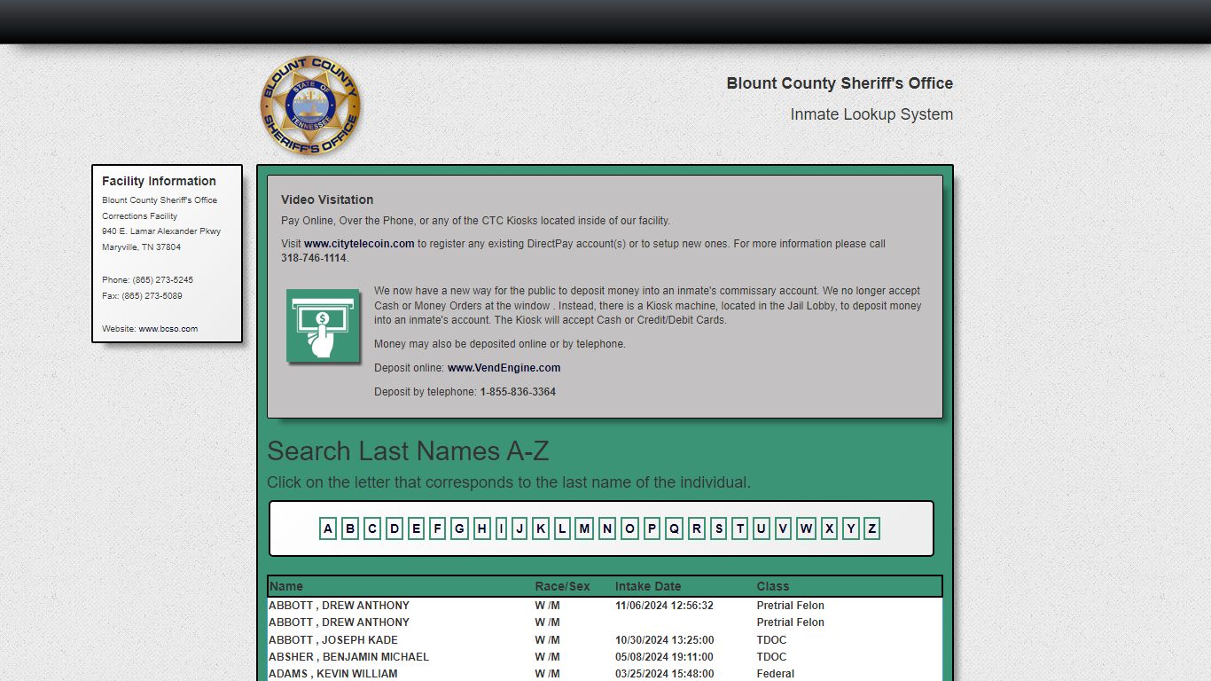 Search A-Z - Currently Booked